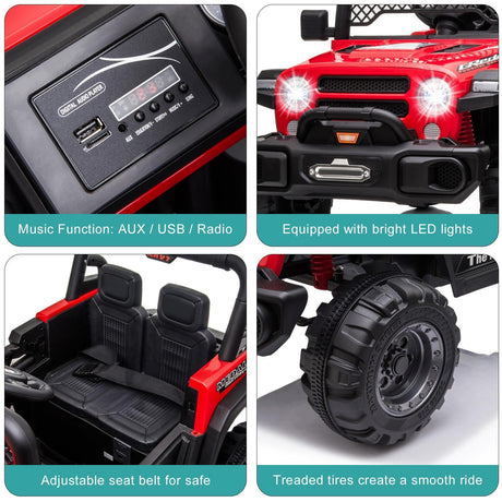 Electric Off-Road Truck for Kids with LED Lights - 12V 4.5AH Battery Powered Ride On Toy