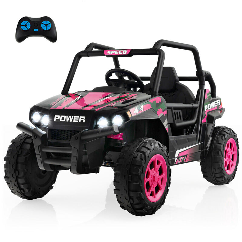 Electric Off-Road UTV for Kids with Remote Control, LED Lights, and Music - 12V
