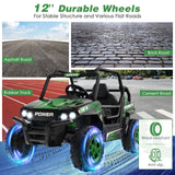 Electric Off-Road UTV Ride-On Truck for Kids with Remote Control, LED Lights, and Music - Green