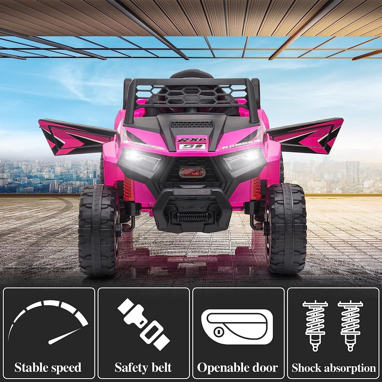 Electric Off-Road UTV Truck for Kids with Safety Belt and Light - 12V Ride-On Car