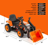 Electric Orange Ride-On Excavator Truck with Music, Lights, and Remote Control - 12V, 3 Speeds