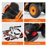 Electric Orange Ride-On Excavator Truck with Music, Lights, and Remote Control - 12V, 3 Speeds