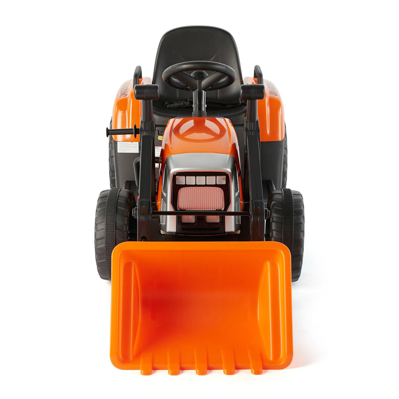 Electric Orange Ride-On Excavator Truck with Music, Lights, and Remote Control - 12V, 3 Speeds