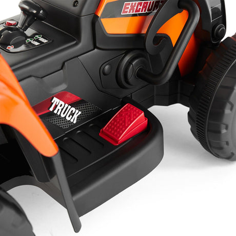 Electric Orange Ride-On Excavator Truck with Music, Lights, and Remote Control - 12V, 3 Speeds