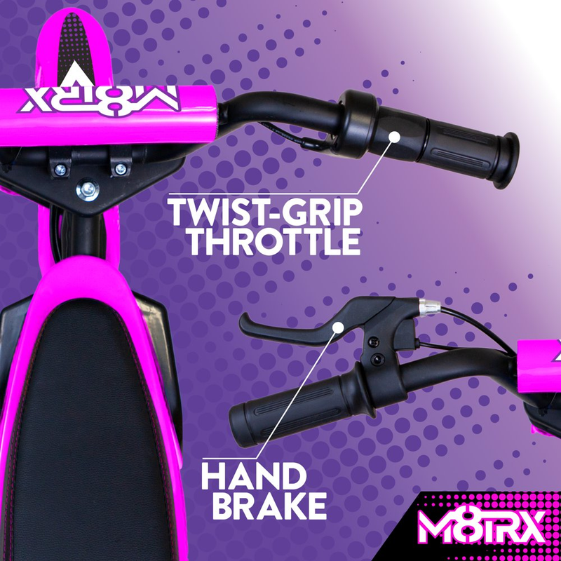 Electric Pink Dirt Bike for Kids - 24V Rechargeable Battery Powered Motorcycle Toy