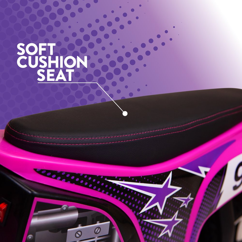 Electric Pink Dirt Bike for Kids - 24V Rechargeable Battery Powered Motorcycle Toy