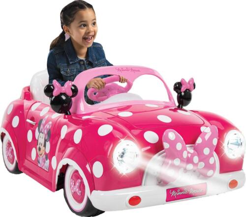 Electric Pink Minnie Convertible Car for Kids with Working Headlights - Perfect Ride-On Toy for Girls