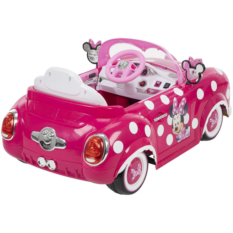 Electric Pink Minnie Convertible Car for Kids with Working Headlights - Perfect Ride-On Toy for Girls