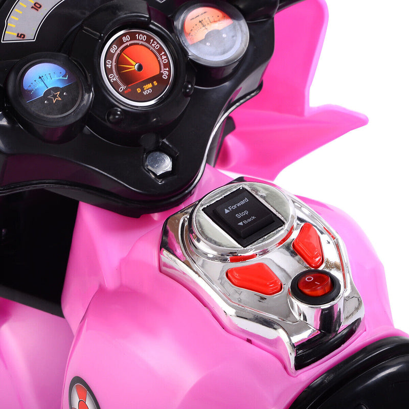 Electric Pink Ride-On Motorcycle for Kids - 3 Wheels, Battery Powered Toy Bike