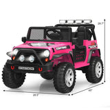 Electric Pink Ride On Truck for Kids with Remote Control & Lights - 12V