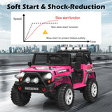 Electric Pink Ride On Truck for Kids with Remote Control & Lights - 12V