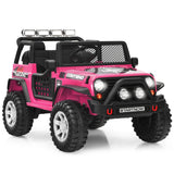 Electric Pink Ride-On Truck for Kids with Remote Control and Lights - 12V