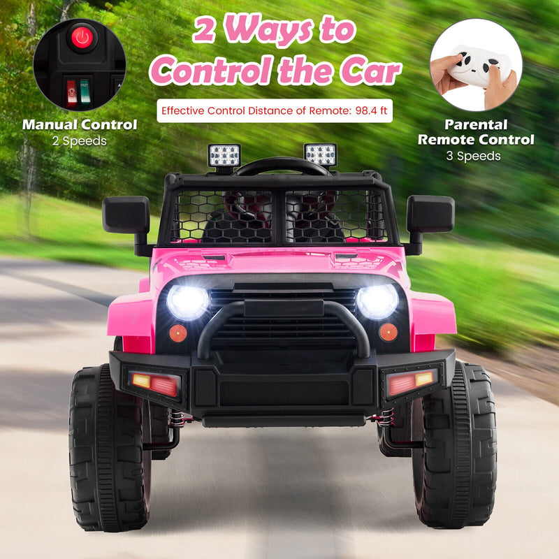 Electric Pink Ride-On Truck for Kids with Remote Control, Music, and Lights