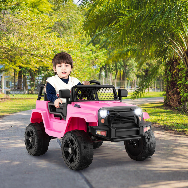 Electric Pink Ride-On Truck for Kids with Remote Control, Music, and Lights