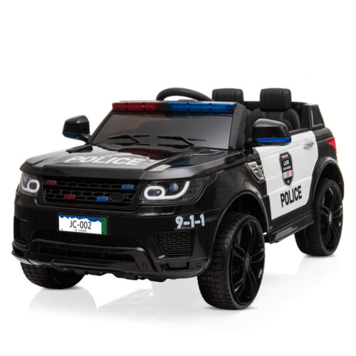 Electric Police Car for Kids with Remote Control, Flashing Lights, Music, and Horn - 12V