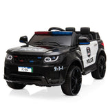 Electric Police Car for Kids with Remote Control, Flashing Lights, Music, and Horn - 12V