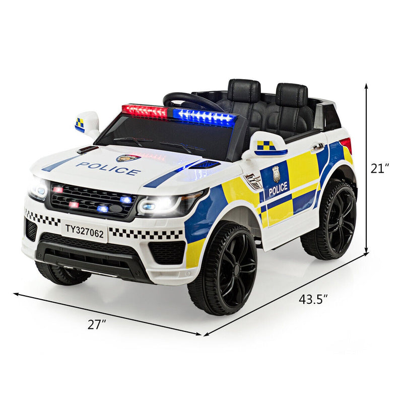 Electric Police Car Ride-On for Kids with Remote Control and LED Siren