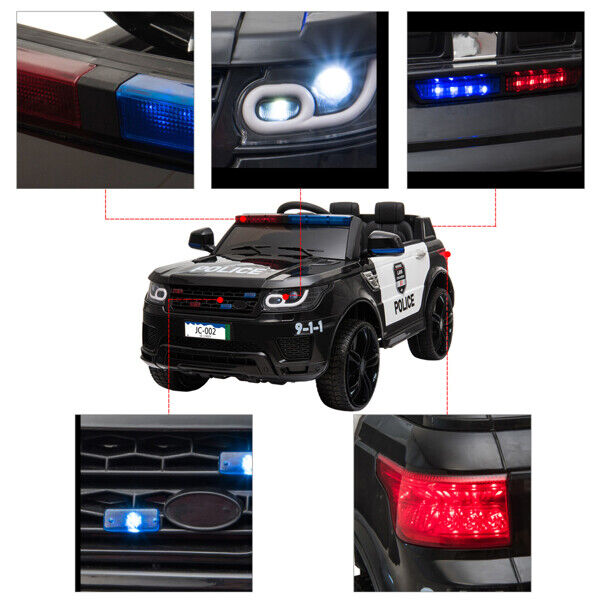 Electric Police Ride-On Car for Kids with 3 Speeds, Remote Control, and Alarm Light