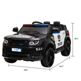 Electric Police Car Toy with Remote Control, 12V Battery, Music, and Lights