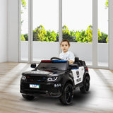Electric Police Car Toy with Remote Control, 12V Battery, Music, and Lights