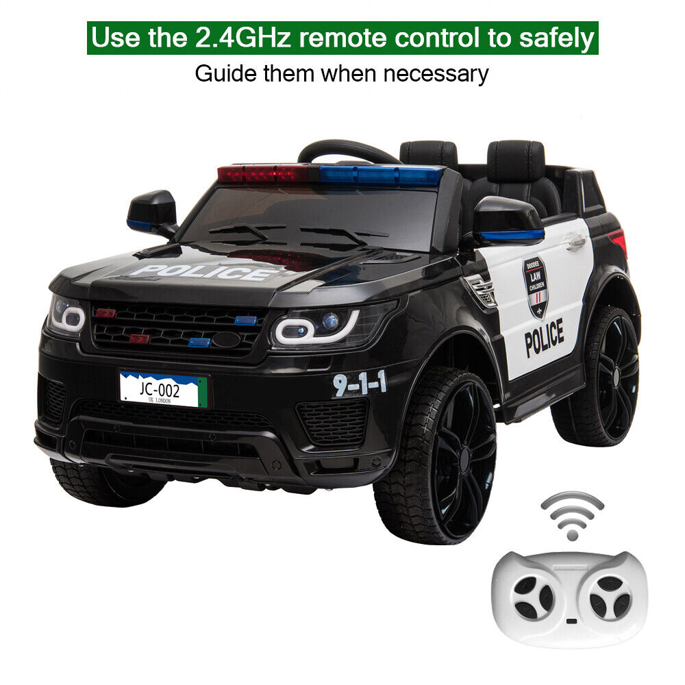Electric Police SUV Ride-On Car for Kids with Remote Control and LED Lights