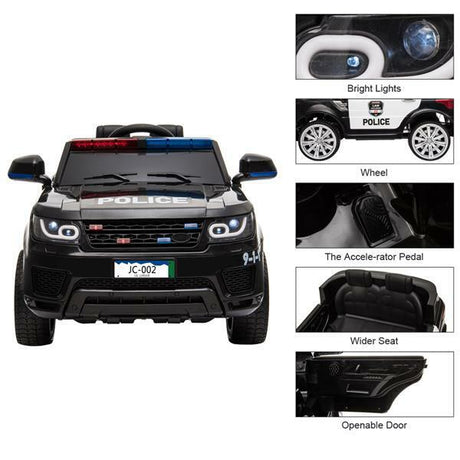 Electric Police SUV Ride-On Toy Car for Kids with 2 Speeds, Lights, Music, and Siren