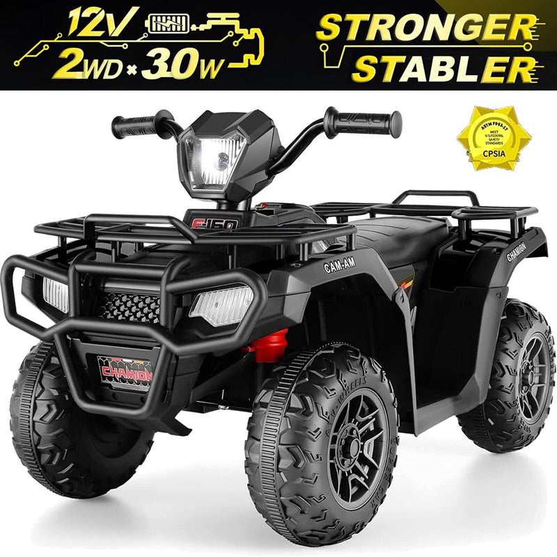 Electric Powered Kids ATV Car Toy Truck for Ages 2-9 - 4-Wheeler in Sleek Black Design
