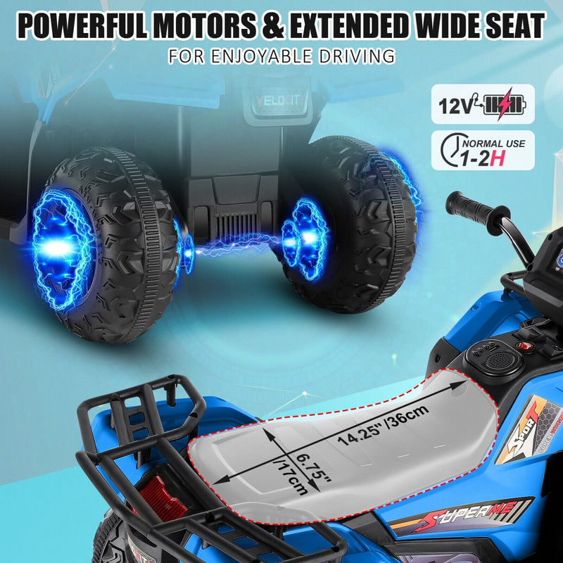 Electric Quad ATV Car for Kids with MP3 Music Player - 12V Battery Powered 4-Wheeler Truck