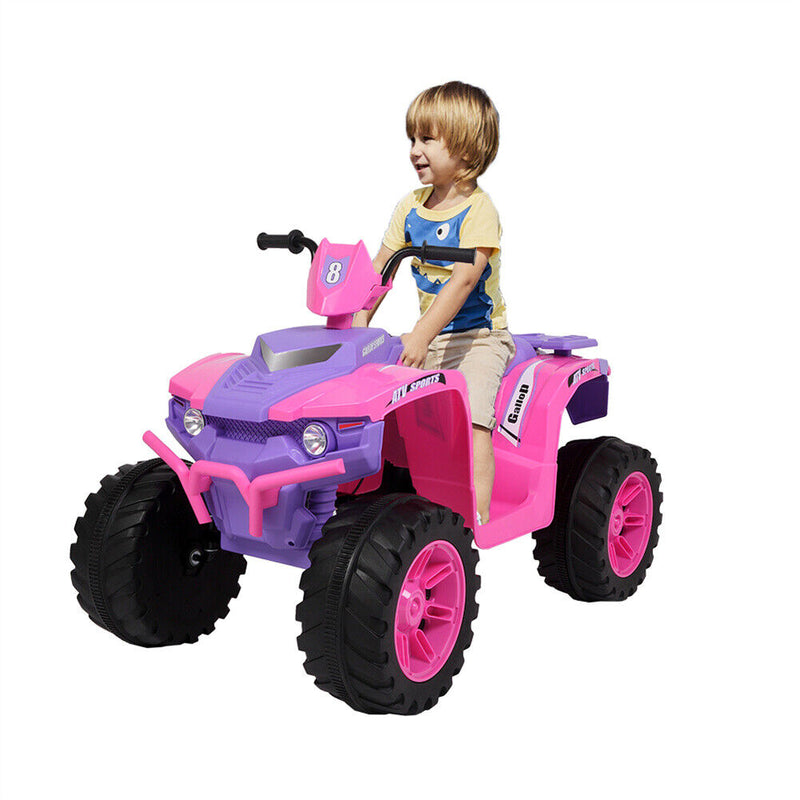 Electric Quad Car Toy for Kids with LED Headlights and Horn - 12V Ride-On ATV 4 Wheeler
