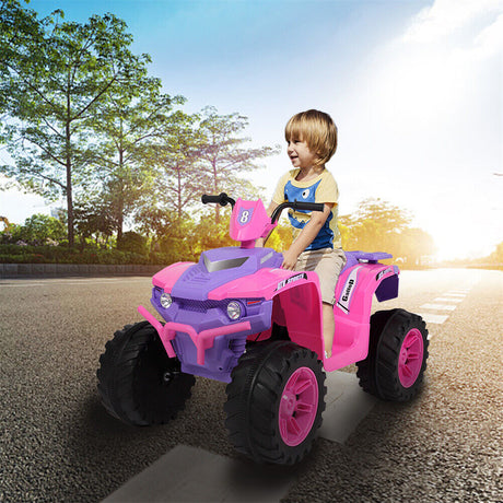 Electric Quad Car Toy for Kids with LED Headlights and Horn - 12V Ride-On ATV 4 Wheeler