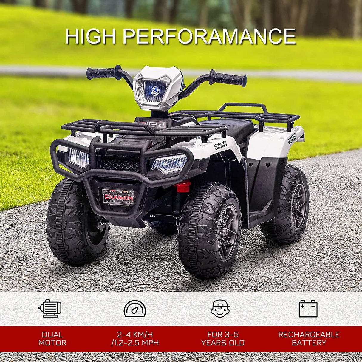 Electric Quad Ride-On Car for Kids with MP3 Music Player - 12V Battery Powered 4-Wheeler Truck