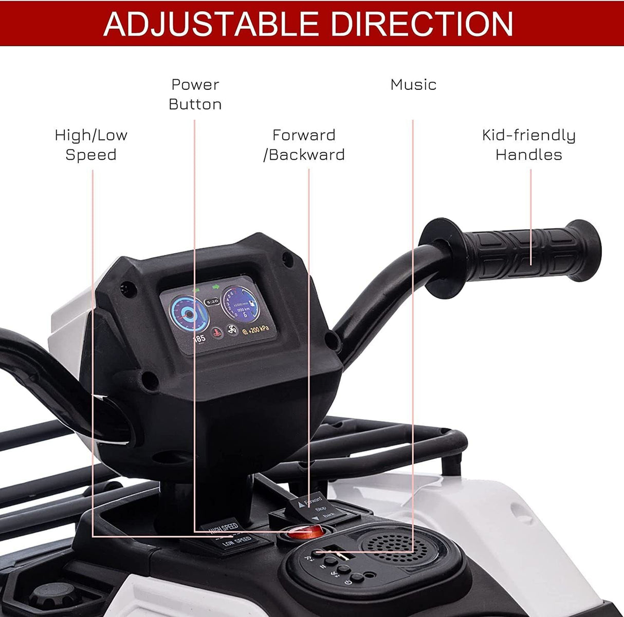 Electric Quad Ride-On Car for Kids with MP3 Music Player - 12V Battery Powered 4-Wheeler Truck