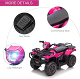 12V Battery Powered Kids Quad ATV Toy with LED Headlights