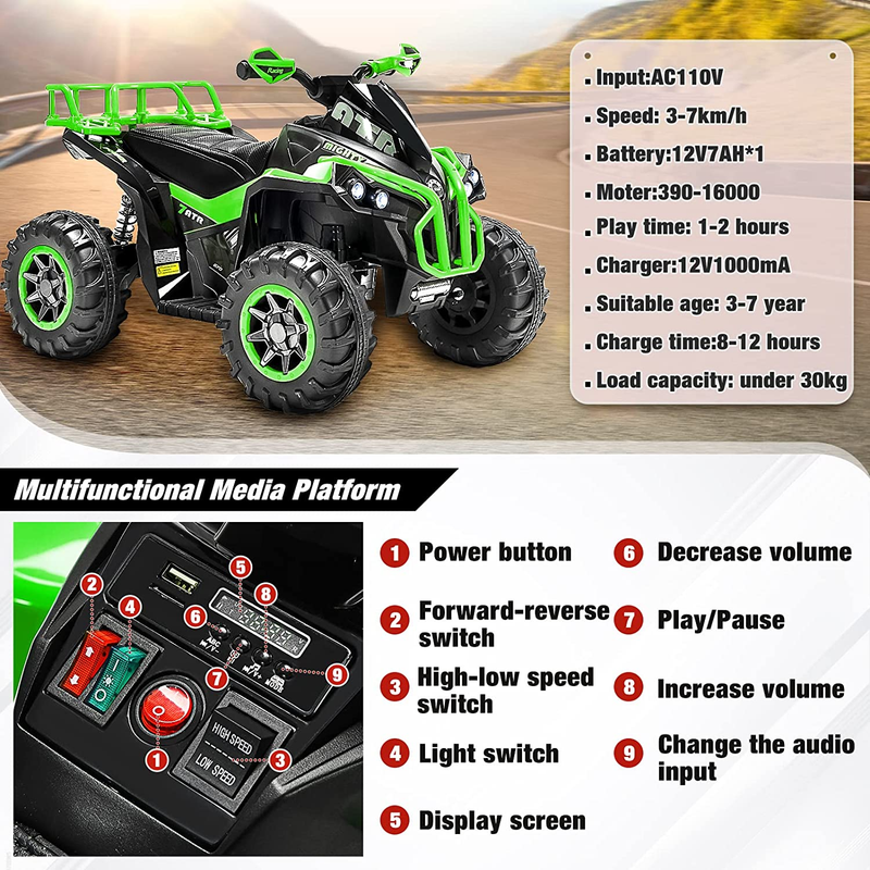 Electric Quad Vehicle for 3-7 Year Olds: The Perfect ATV Toy for Kids!