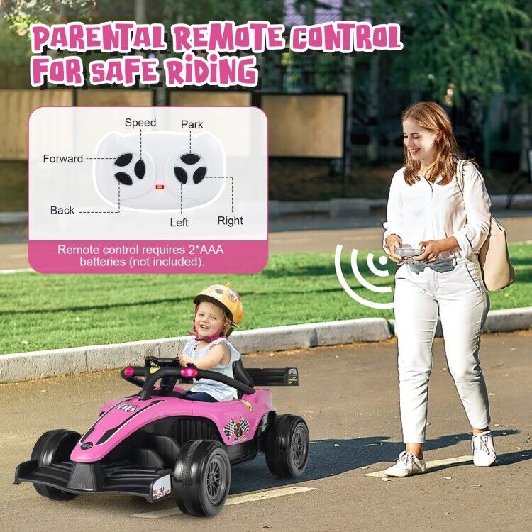 Electric Racing Truck for Kids with Remote & Manual Control and Lights - 12V Girls' Ride-On Toy
