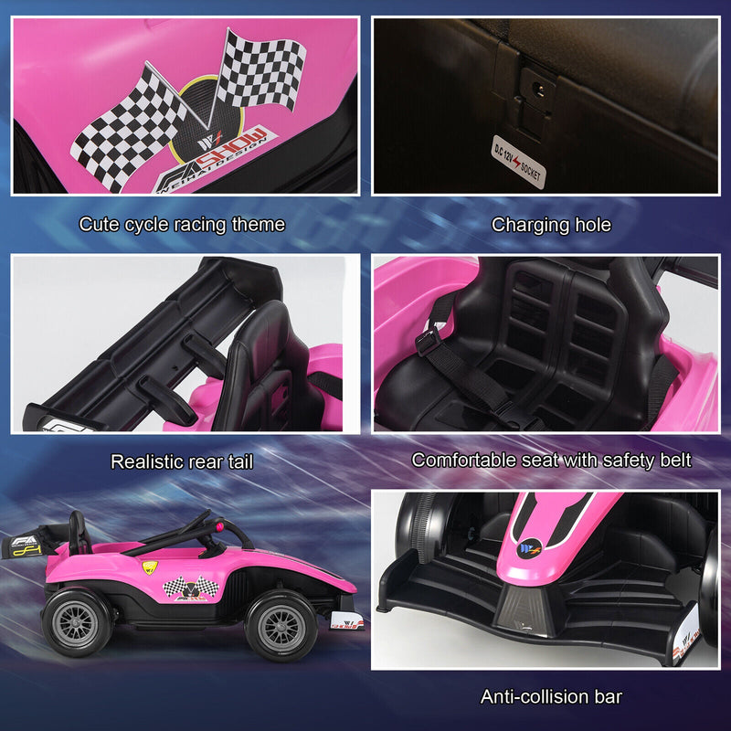 Electric Racing Truck for Kids with Remote Control, MP3 Player, and Lights - Pink (12V)