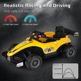 Electric Racing Truck for Kids with Remote Control, MP3 Player, and Lights - Yellow