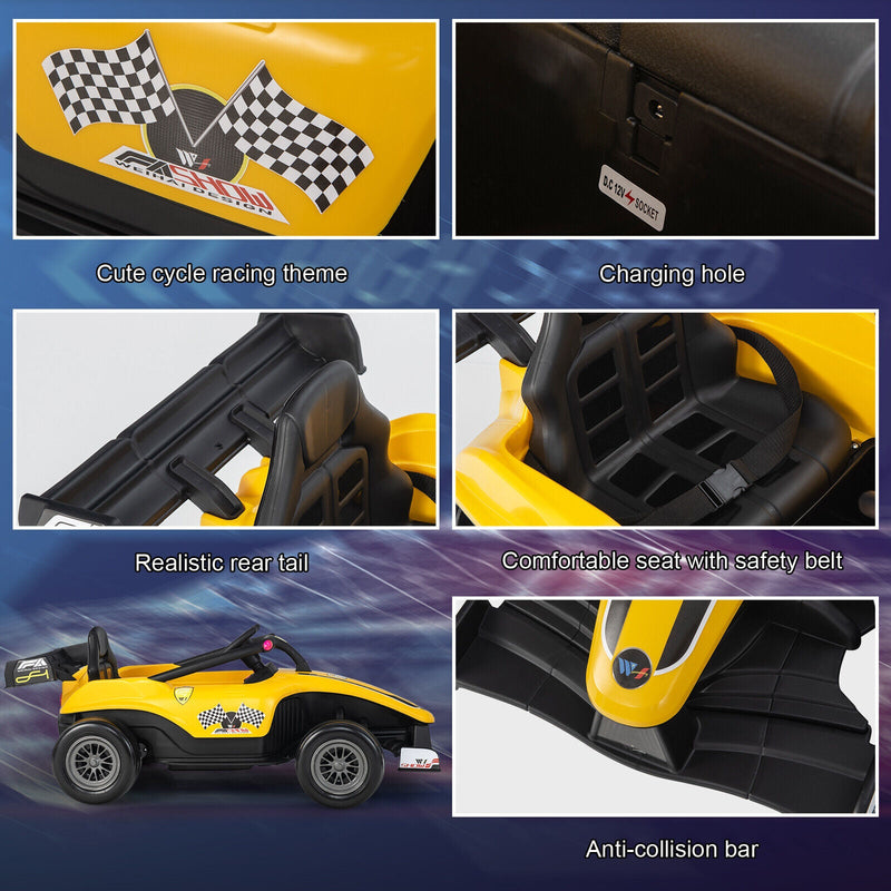 Electric Racing Truck for Kids with Remote Control, MP3 Player, and Lights - Yellow