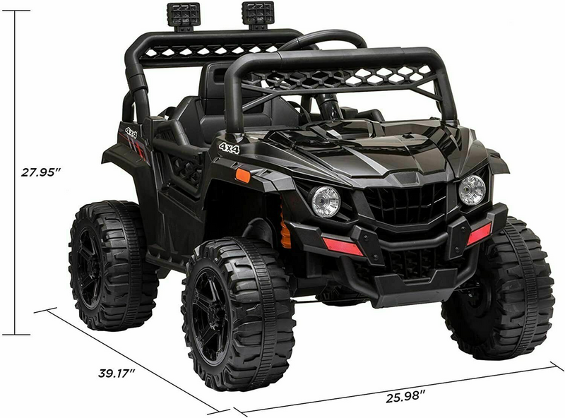 Electric RC Truck Ride-On Car for Kids with Remote Control - Black