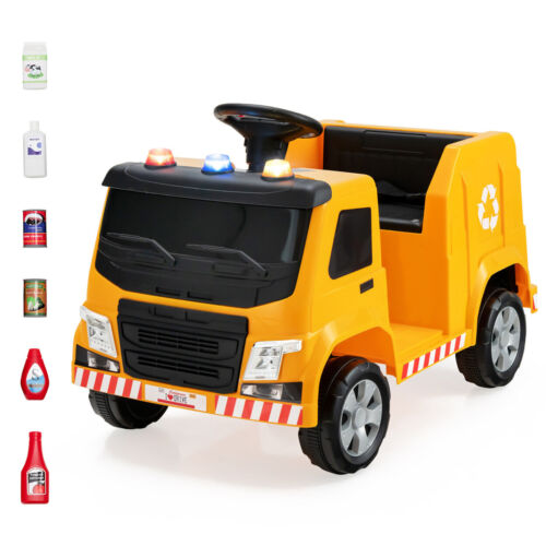 Electric Recycling Garbage Truck Ride-On Toy with Remote Control and Accessories - 12V