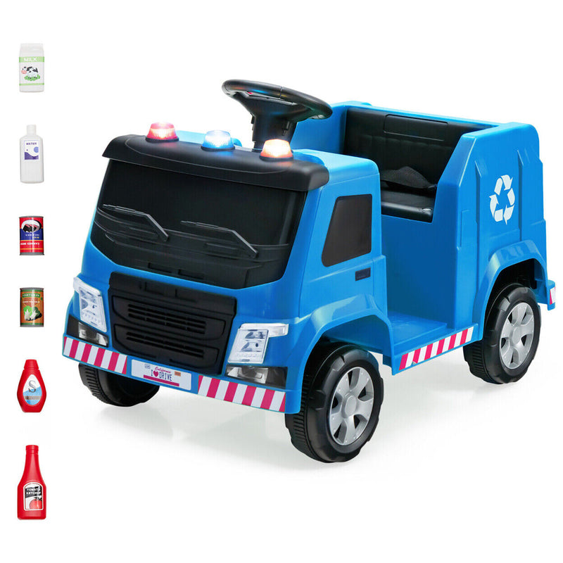 Electric Recycling Garbage Truck Ride-On Toy with Remote Control and Accessories - 12V