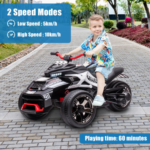 Electric Ride-On ATV for Kids Ages 3-6 with 2 Speeds and Reverse Function - Up to 7mph - Trike Design - Made in USA