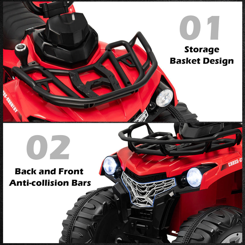 Electric Ride-On ATV for Kids with 2 Speeds, MP3 Player, and Headlights - Red