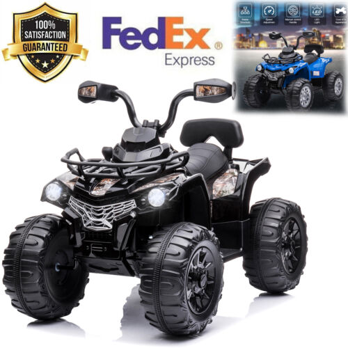 Electric Ride On ATV for Kids with 2 Speeds, MP3 Player, and LED Headlights - 12V 4-Wheeler Quad Car