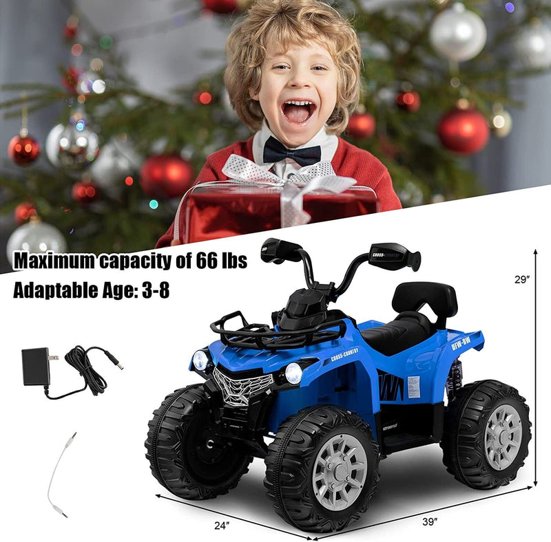 Electric Ride-On ATV for Kids with MP3 Player and Headlights - 2 Speeds, 12V, 4-Wheeler Quad