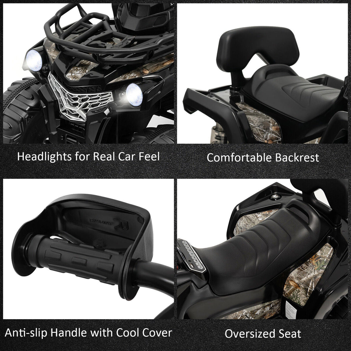 Electric Ride-On ATV Quad 4-Wheeler for Kids with MP3 and LED Lights - 2 Speed Options