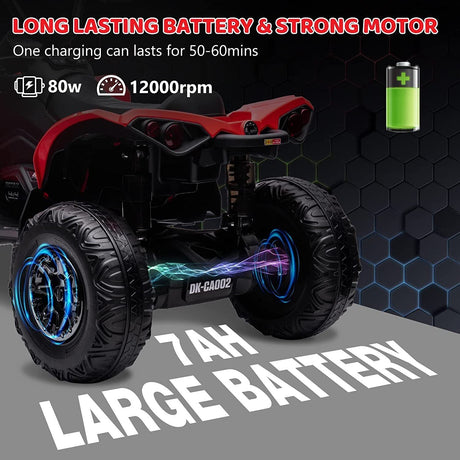 Electric Ride-On ATV Quad Car for Kids with MP3 Player and 4WD - Red