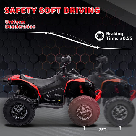 Electric Ride-On ATV Quad Car for Kids with MP3 Player and 4WD - Red