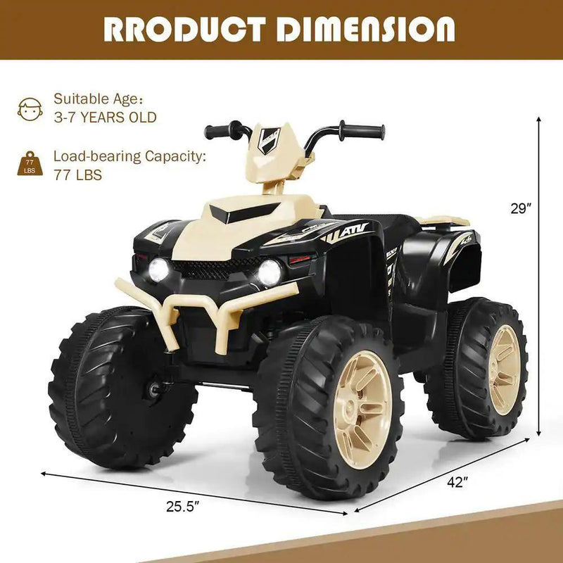 Electric Ride-On ATV Quad for Kids with LED Lights, Music, and Headlights