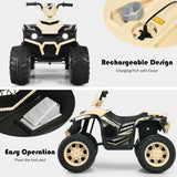 Electric Ride-On ATV Quad for Kids with LED Lights, Music, and Headlights